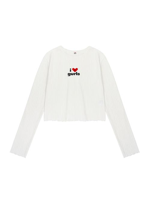 GURLS CROP LACE LONG SLEEVE T-SHIRT WHITE