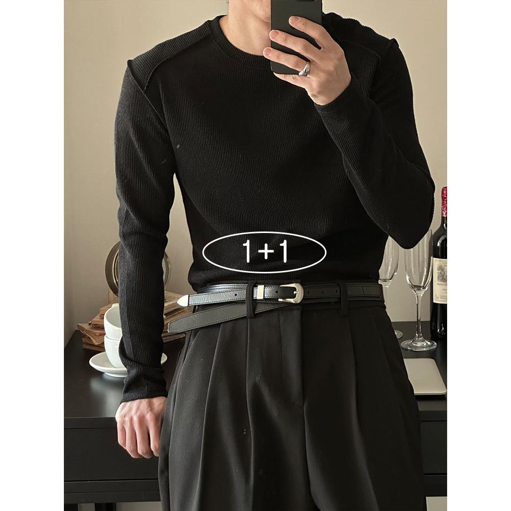 [1+1][MUSCLE FIT] Shoulder cutting knit sleeves(3color)