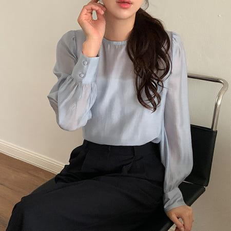 이런 상품 어때요? (텐셀함유레이어드템청순가련무드♥) 샤브레 퍼프 레이어드 텐셀 블라우스 bs8006