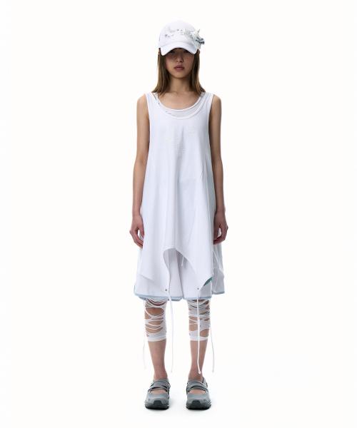 OJOS x NOITOW SHU Asymmetric Mini Dress / White