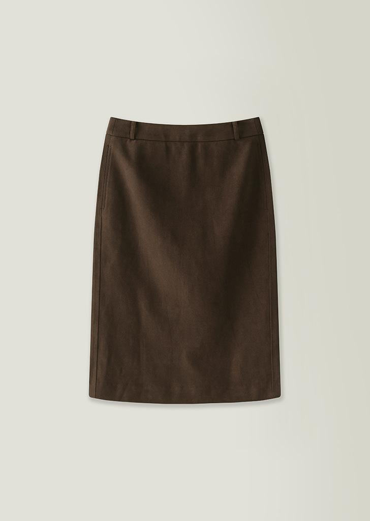 Suede midi skirt / Brown