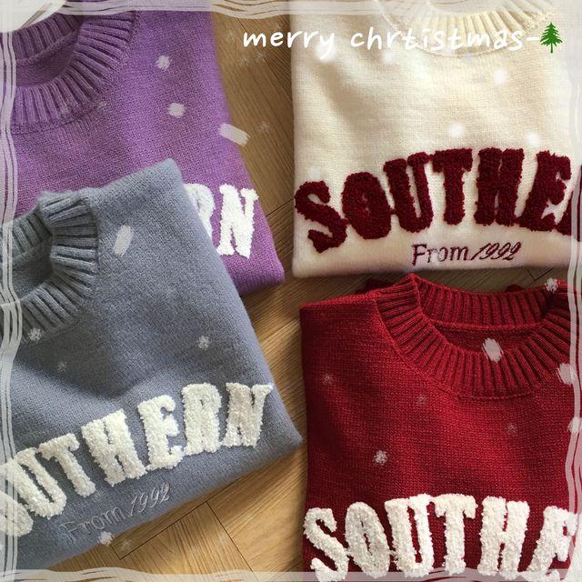 (연말룩최고!) 포근포근 레터링 양털패치 니트 / 소프트 라운드넥 긴팔티  / 컬러 배색 시보리 긴팔 / 영문 글씨 세미크롭니트 / 꾸안꾸 트윈룩 연초 연말룩_이거든