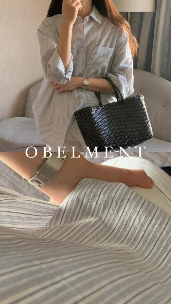 모니크 내추럴 스트라이프 셔츠 여자봄셔츠 베이직 MONIQUE