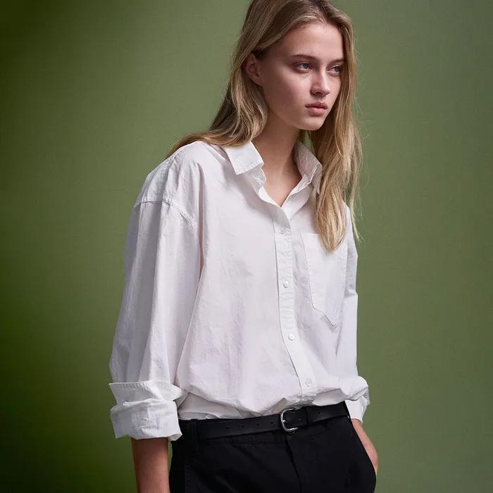 워시드 코튼 셔츠_white