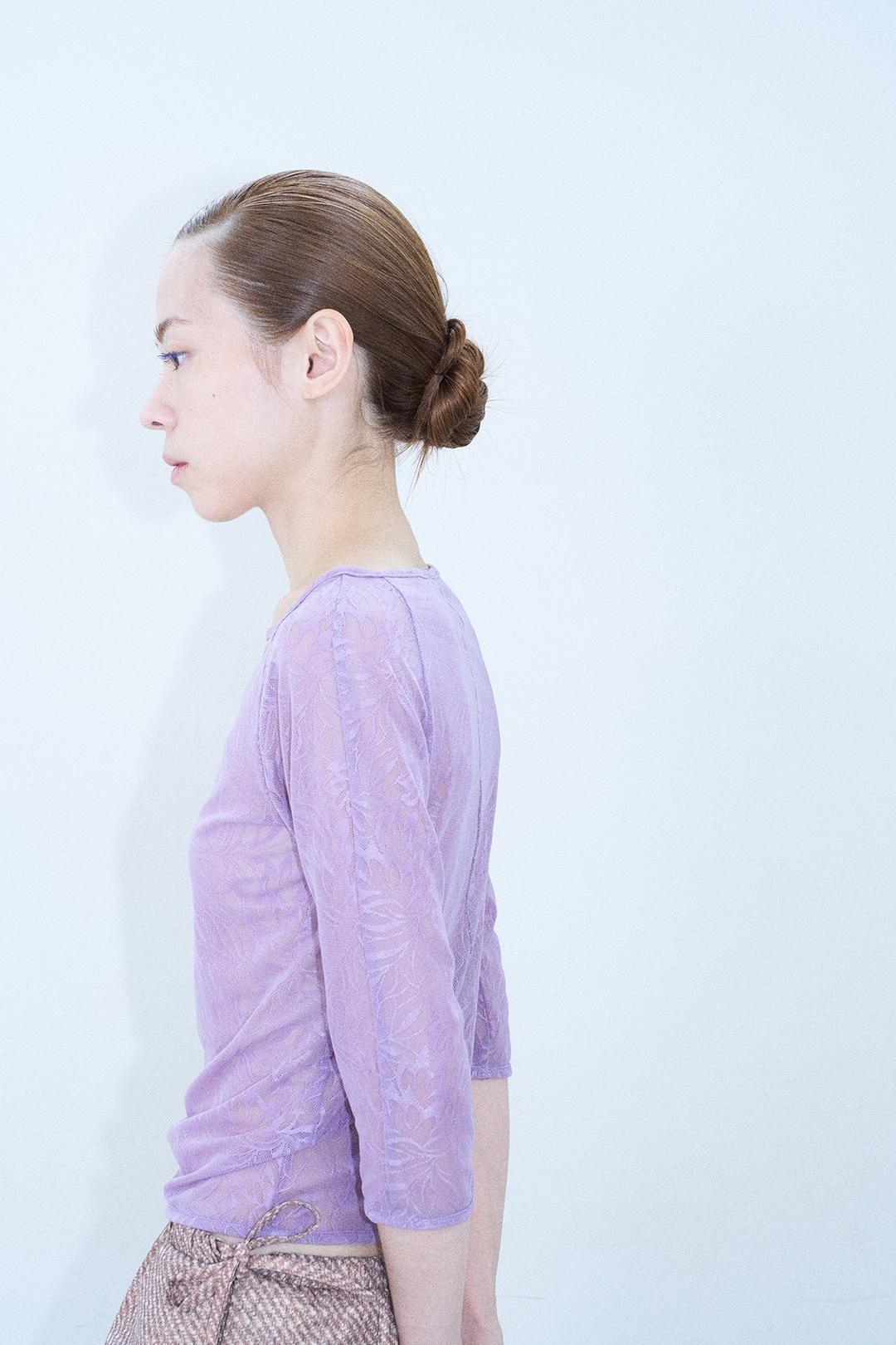 SHEER LACE RAGLAN TOP (LAVENDER)