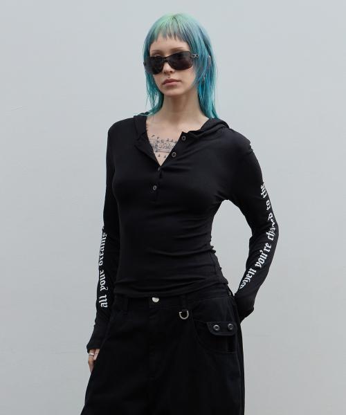 Sleeve Lettering Hoodie - Black