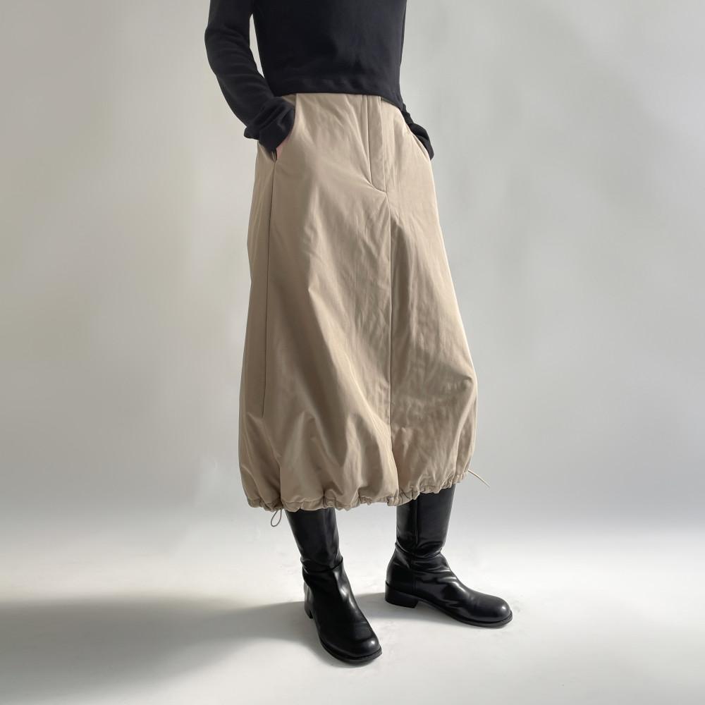 패딩 스토퍼 롱 스커트  (2color)