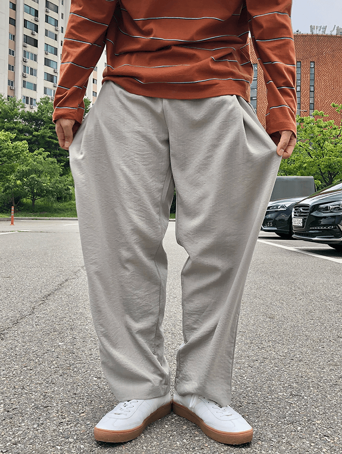 헤슨 린넨 핀턱 팬츠