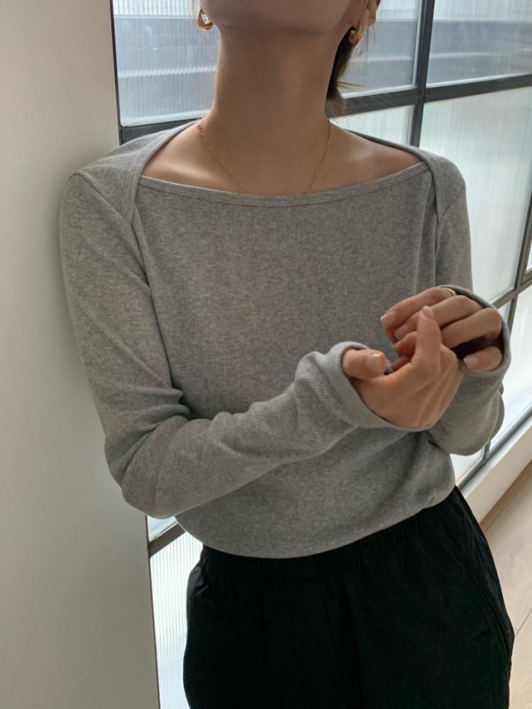 [아이,그레이 당일출고] BR 리버 티셔츠 코튼 긴팔 골지 데일리 t