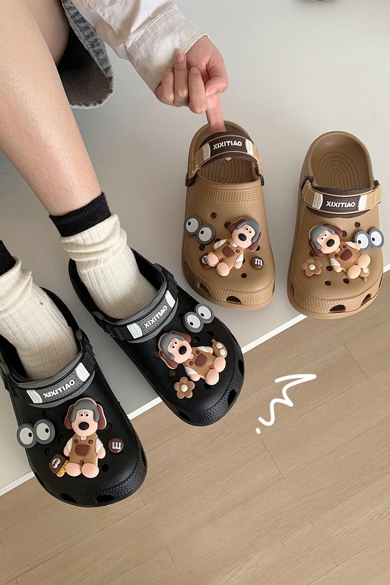 [러블리 슈즈] 우프 배색 밴딩 샌들(지비츠포함)