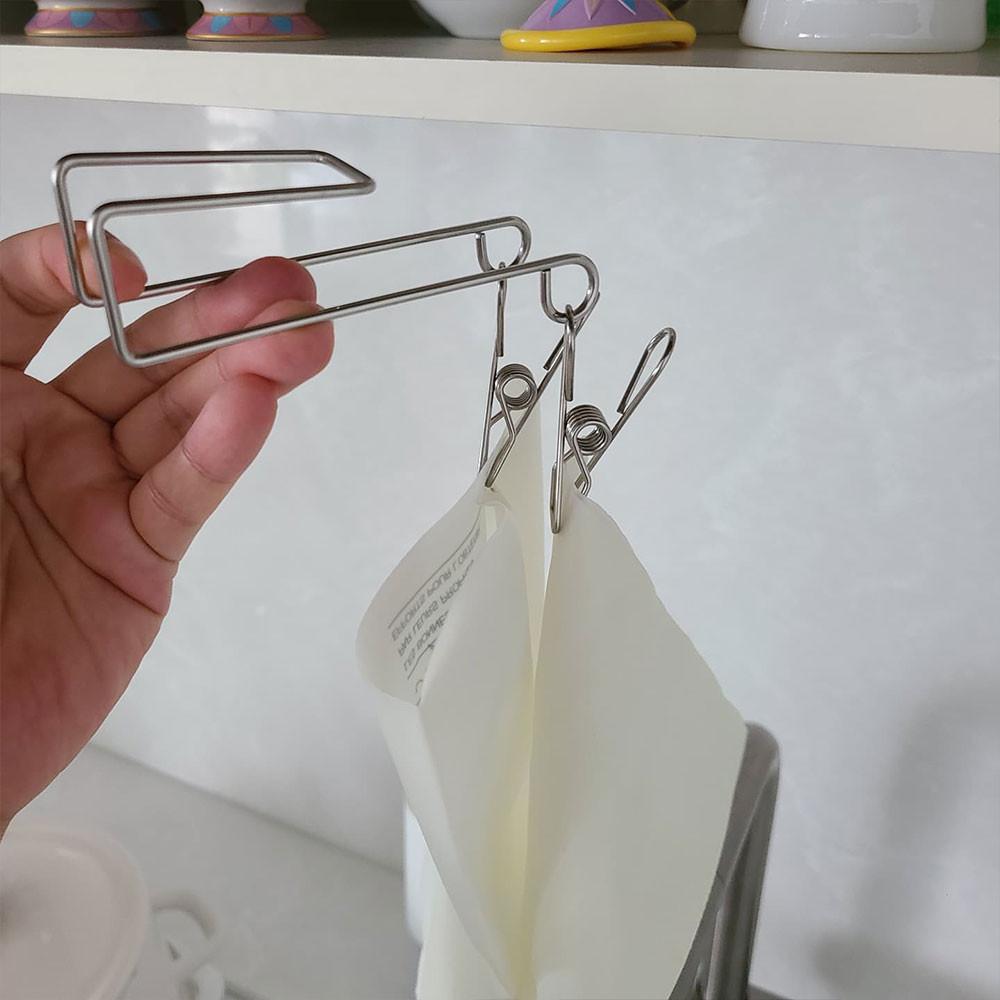 스텐 주방집게 고리형 고무장갑걸이 공중부양 건조대랙