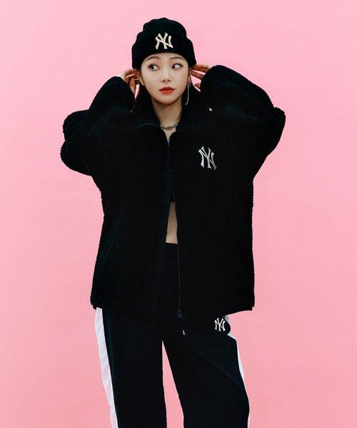 베이직 스탠드넥 메가로고 소프트 덤블 후리스 점퍼 NY (Black)