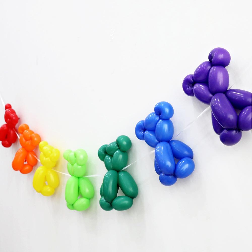 DIY 곰돌이풍선 무지개 가랜드 / 요술 동물 파티풍선 생일 이벤트 파티용품 셀프백일상