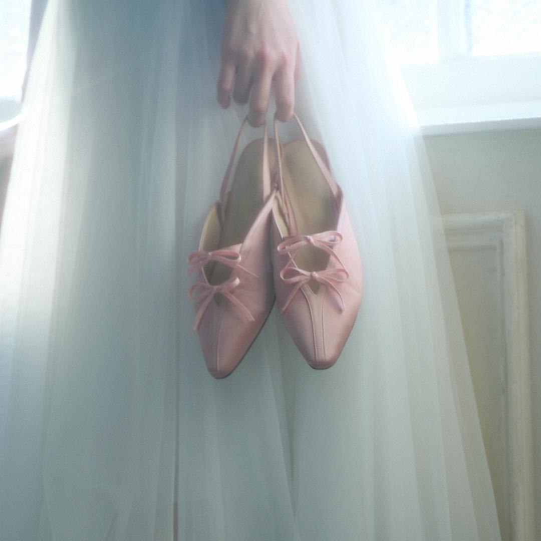 솔트앤초콜릿 스틸레토 더블 리본장식 슬링백 412412002 (4cm/3color)