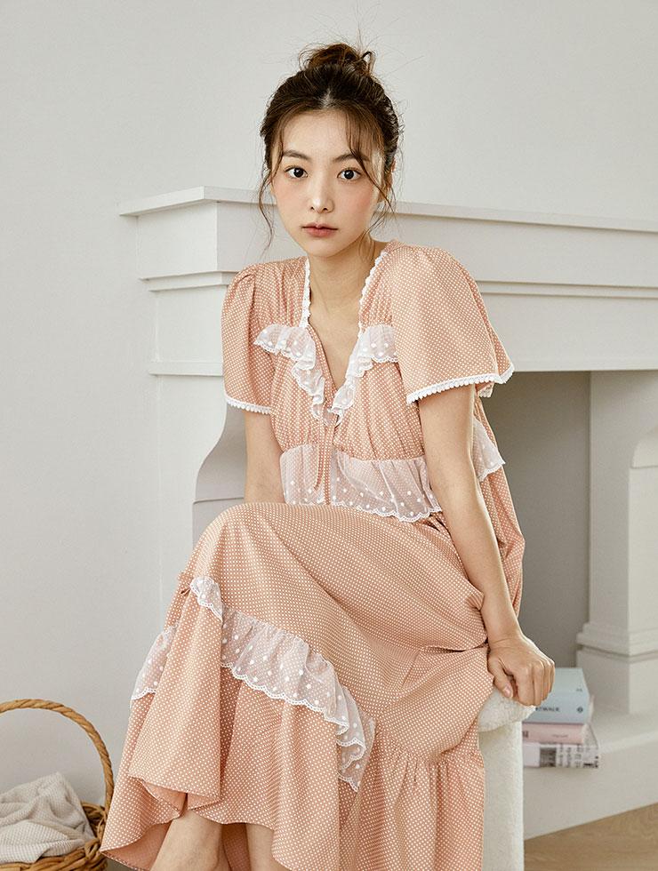 여성 포모나 모달 원피스(반소매브이넥) 22-03131