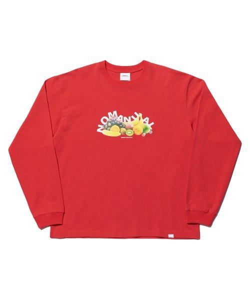 노매뉴얼(NOMANUAL)  FRUITS LONG SLEEVE TEE - RED - 사이즈 & 후기 | 무신사