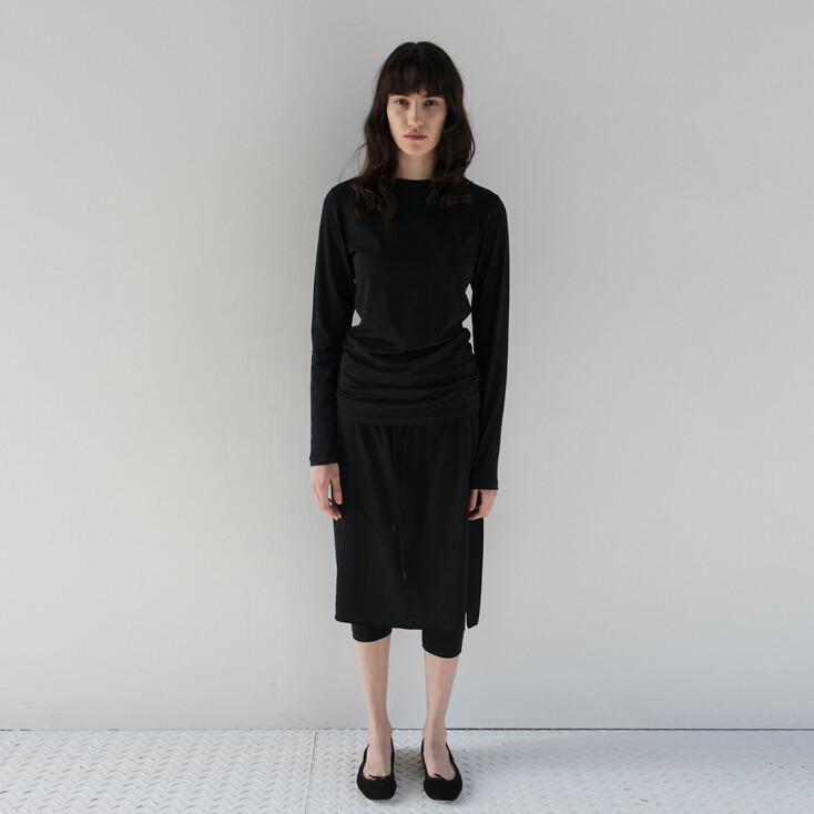 Cotton Jersey Midi Skirt (Black)