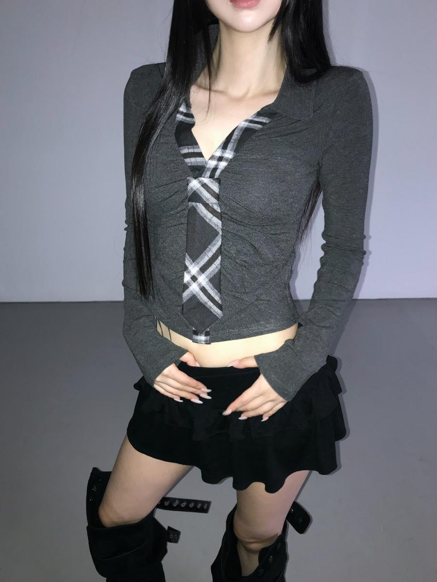 디에어타운 [ONLY]  tie shirring shirts