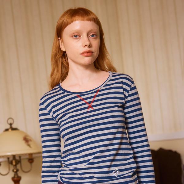 STRIPE LONG SLEEVE T-SHIRT / navy