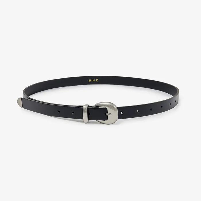 20mm western leather belt _ black