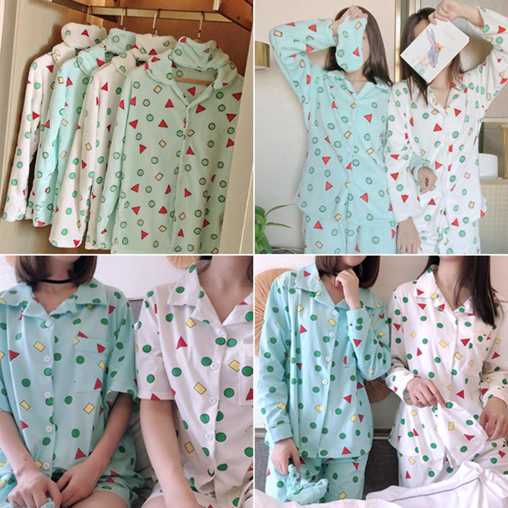 봄 여름 짱구잠옷 여성 주니어 반팔 홈웨어 커플 파자마 극세사 수면잠옷 세트