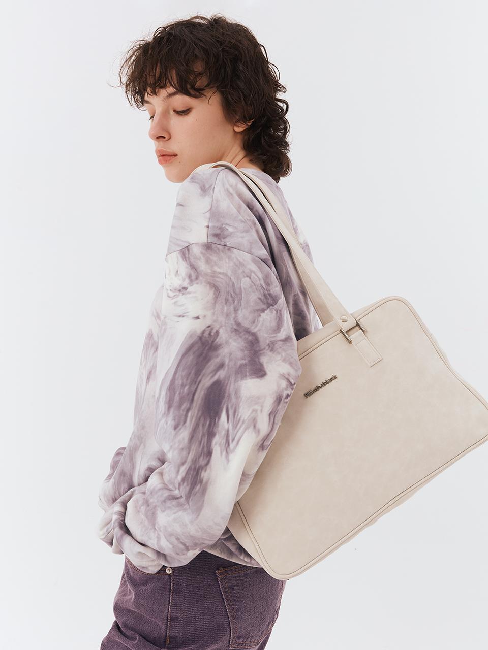 Trapezoid Shoulder Bag (suede)(pale stone)
