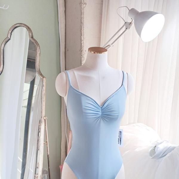 [Bullet Pointe] Pinch-Front Leotard. Light Blue