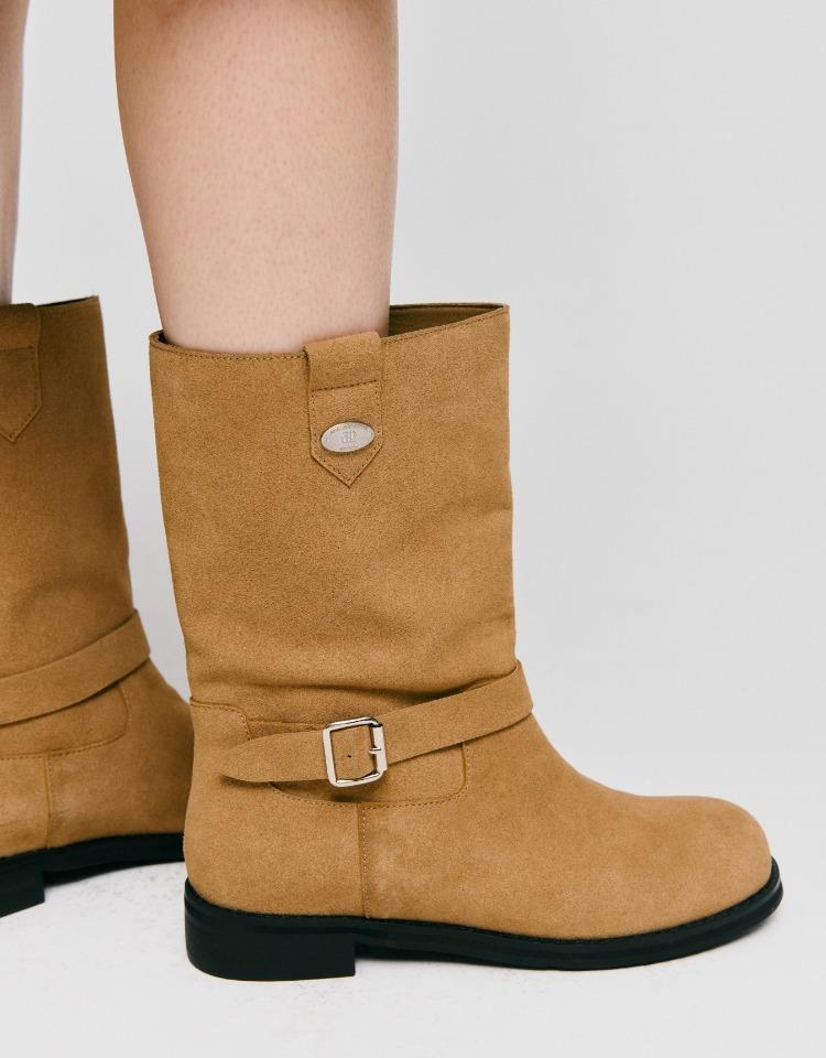 western suede boots - beige