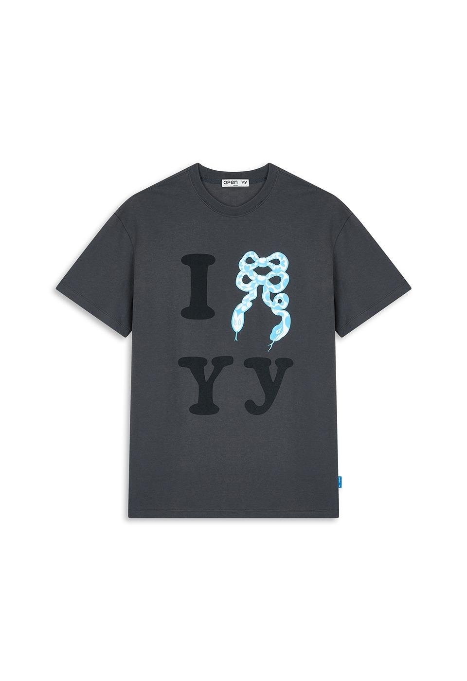 BLUE RIBBON SNAKE TEE, CHARCOAL