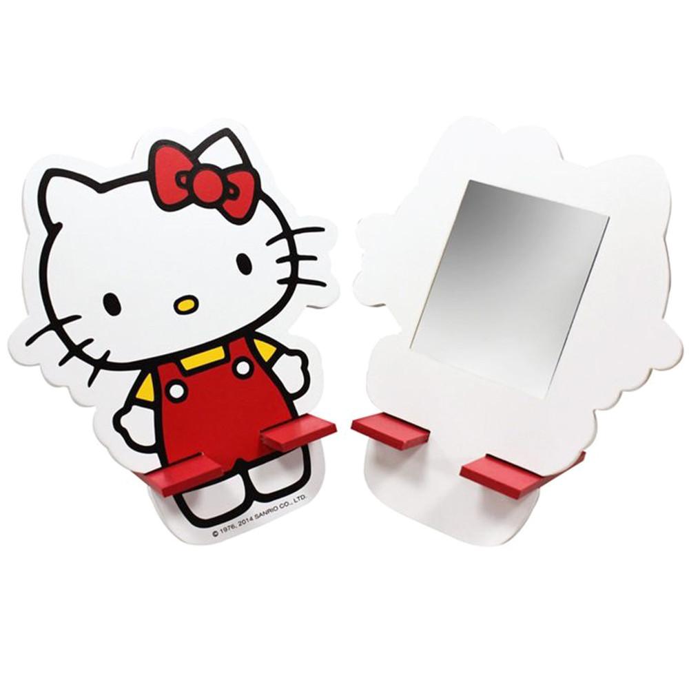 헬로키티 정품 나무 거치 거울 캐릭터 멀티 스탠드 탁상용 인테리어 소품
