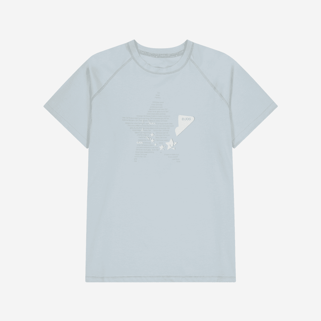 [더블 적립] OJOS Double Sleeves Raglan T-shirt Stone Blue