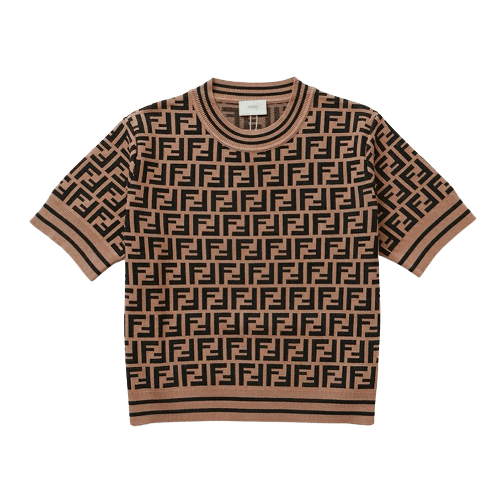 펜디 FF 모티프 패브릭 숏 슬리브 브라운 (키즈)