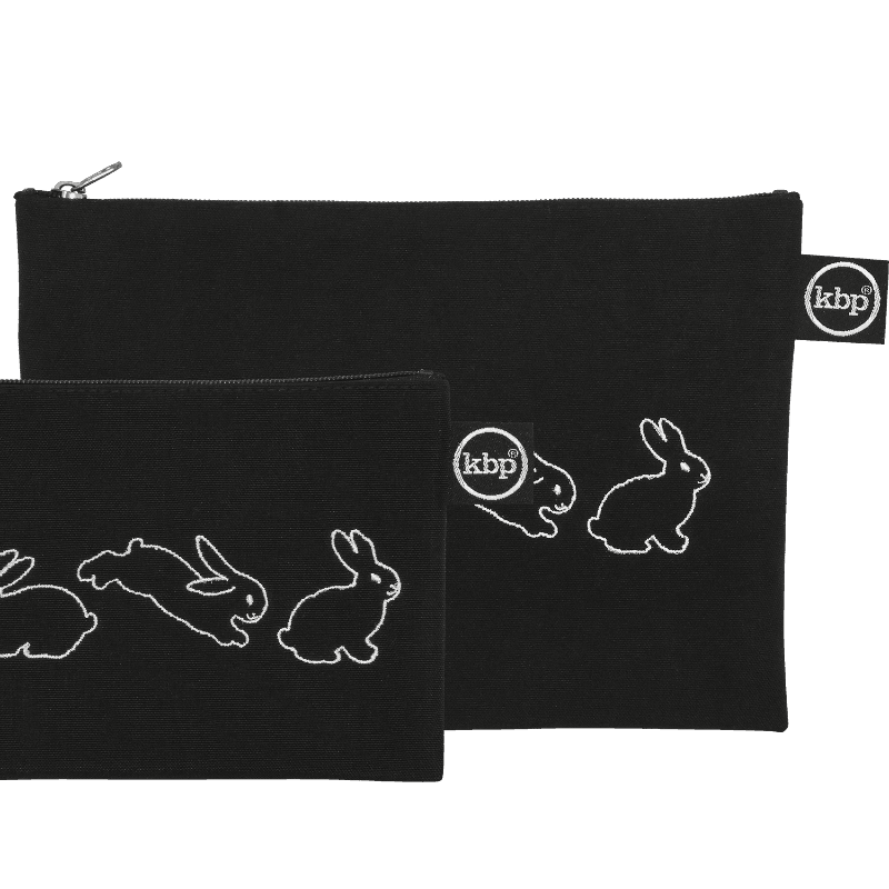 Bouncing Bunnies Black Embroidery Pouch 바운싱 버니즈 블랙 자수 파우치