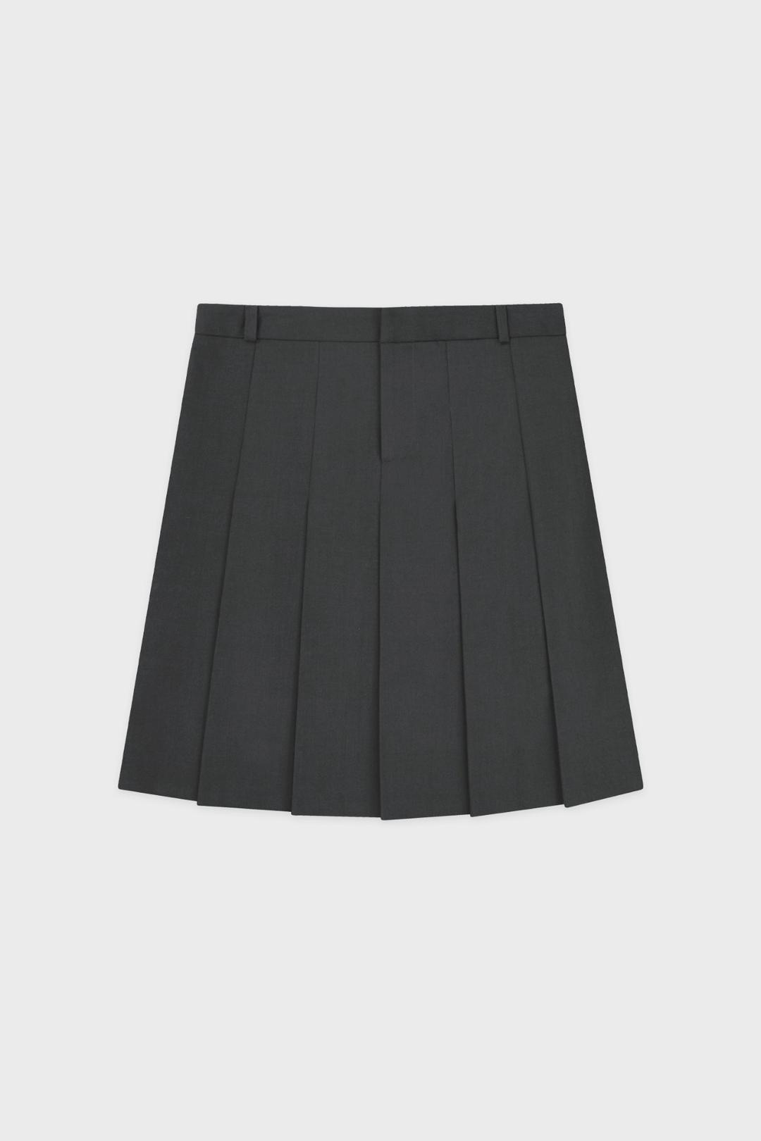 Sinoon Pleated Midi Skirt (Grey)