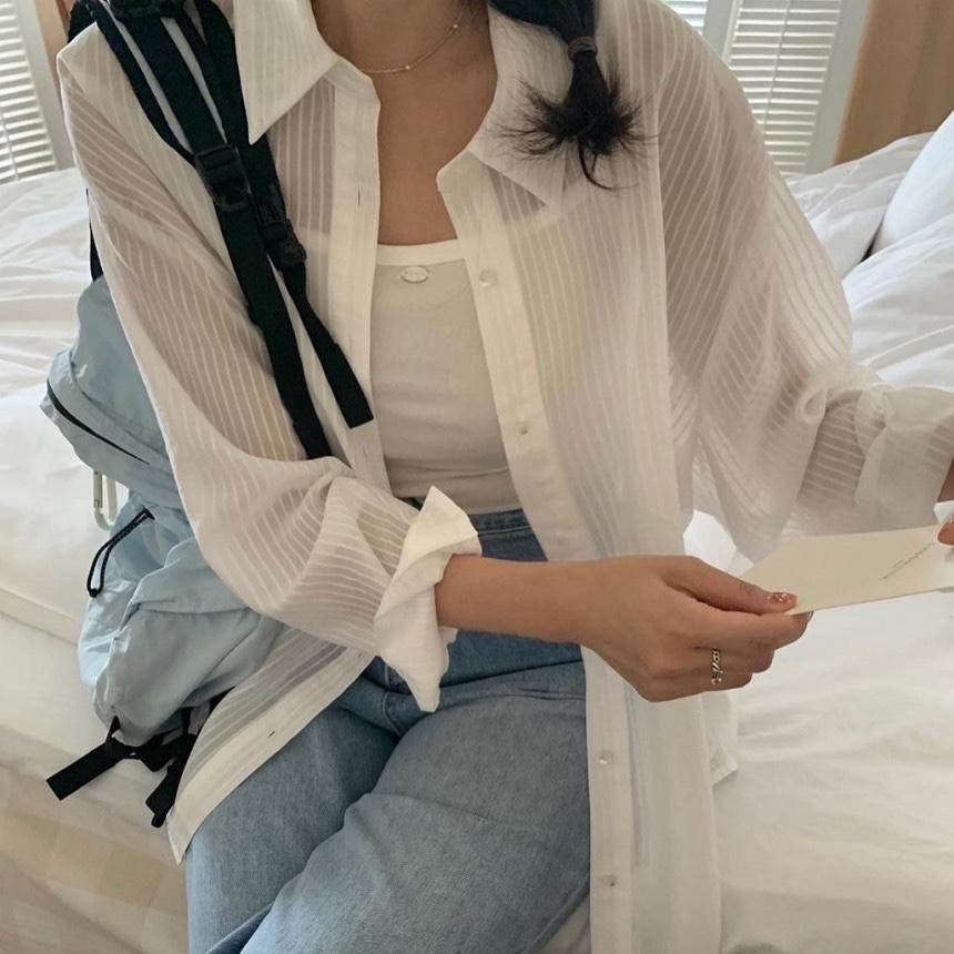 헤브봄 프영띵 폴 스트라이프 셔츠/ PYT 썸머 긴팔 셔츠/ 프리티영띵 여름 긴팔 남방 (3  col)