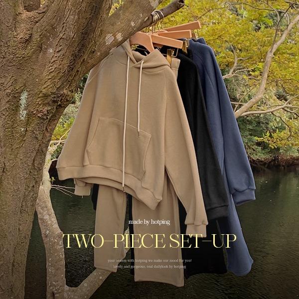 핫핑 [따로또같이/원마일웨어][MADE] 내몸에찰떡 기모 후드티+밴딩와이드팬츠set(44~110) (겨울트레이닝복-겨울투피스세트-빅사이즈트레이닝복-기모세트-츄리닝-기모츄리닝세트-체형커버)