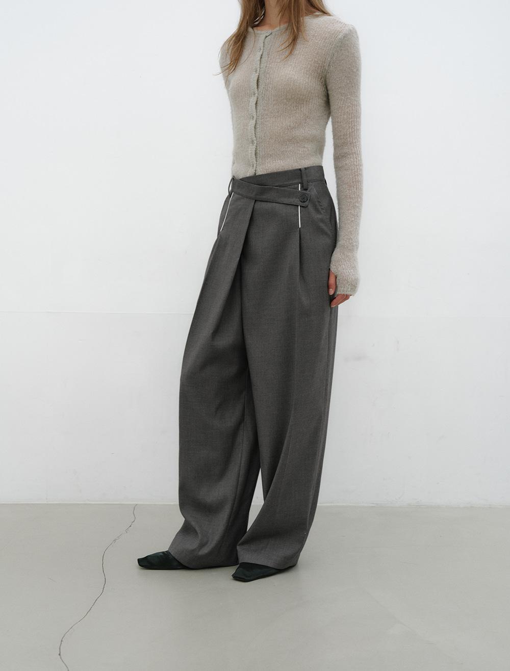 [1st REORDER] WIDE WRAP PANTS [GREY]