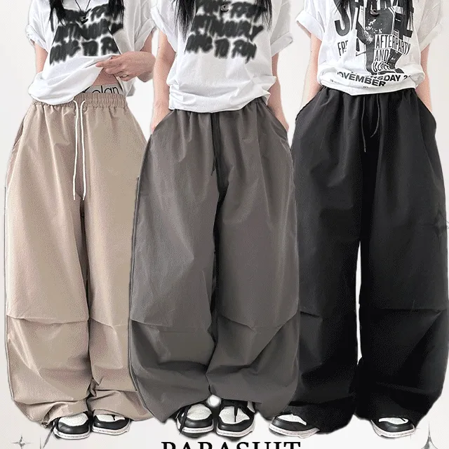1+1할인[힙하게/투웨이] 파라슈트 고퀄리티 와이드팬츠