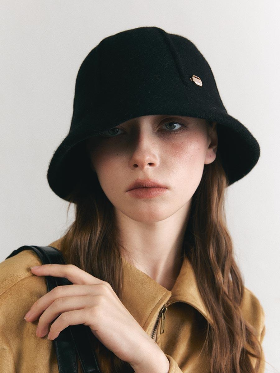 [어클렛] 울 100 솔리드 펠트 라인 햇 H018_BLACK