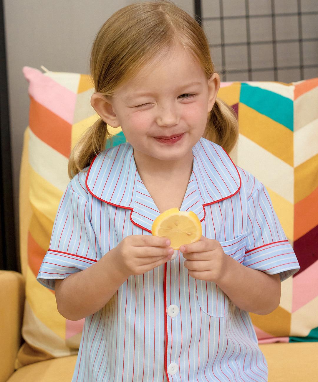 실크핏 클로에 반팔 키즈 잠옷 세트