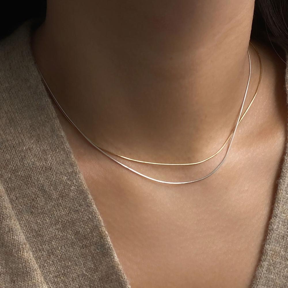 오늘발송📦[스네이크체인] 무배 뱀줄 심플한 데일리 기본 체인 레이어드 은목걸이