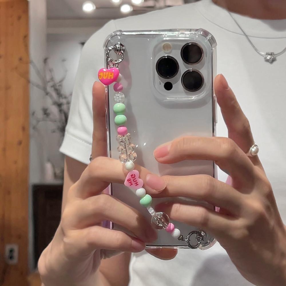 허그 젤리곰 비즈 스트랩 케이스 핸드폰 젤리 투명 아이폰 갤럭시 커플 폰케이스