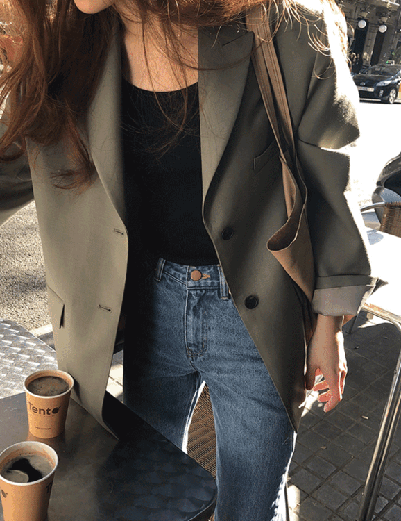 어텀 투버튼 루즈핏 테일러드 싱글 자켓