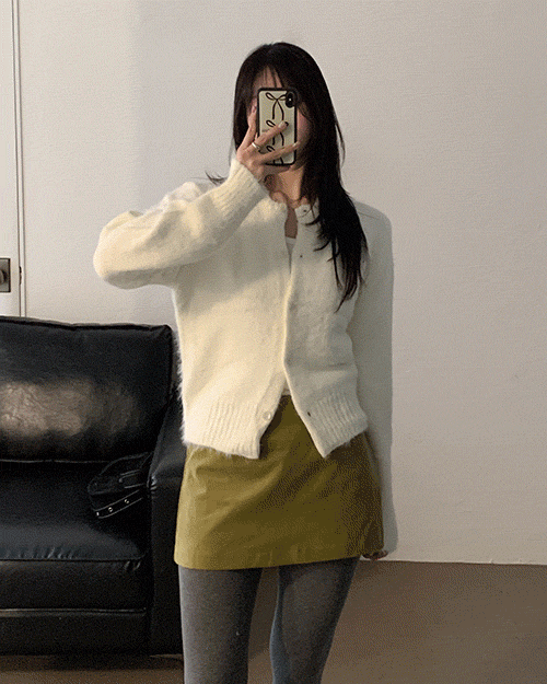 [연말룩] [고퀄리티] 스노우 퍼 울 라운드 가디건