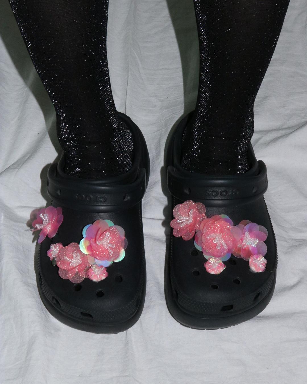 blooming flower shoecharm (set, pink)