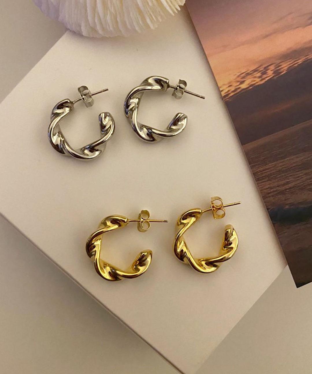 [Silver925은침] 볼드꼬임반링/2color