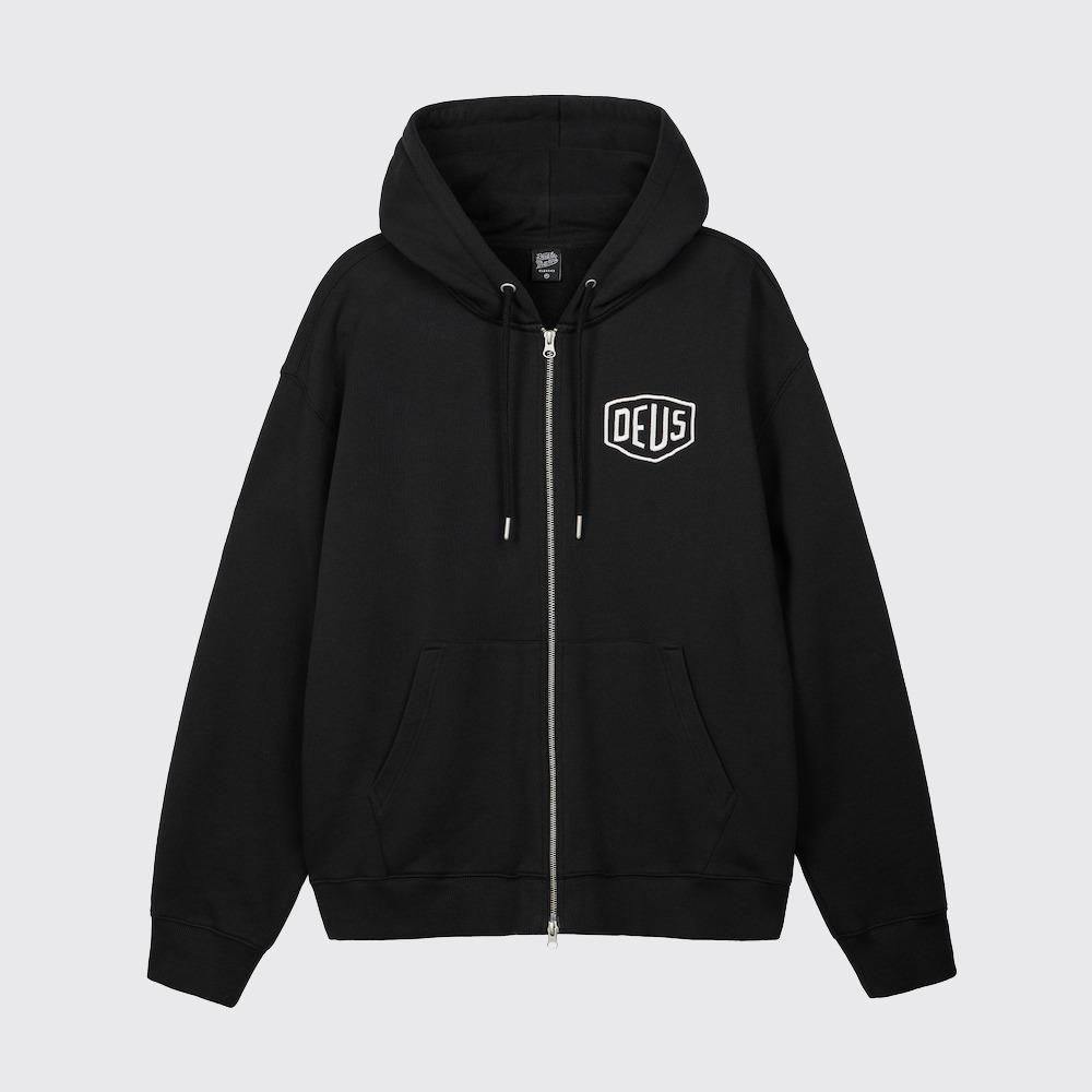 COLLEGE ADDRESS HOODIE ZIPUP BLACK