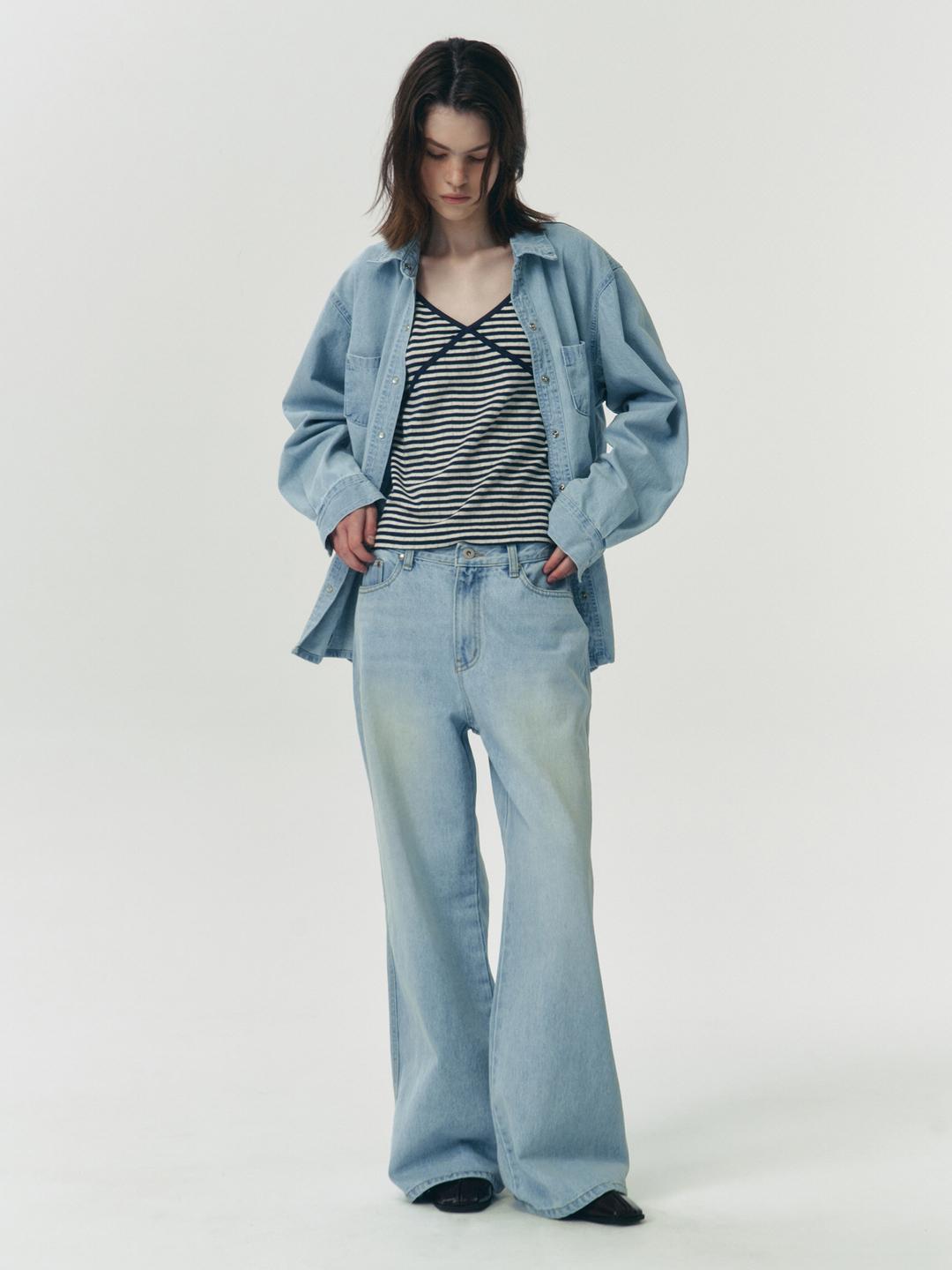 Wide Boots cut Light Blue Denim