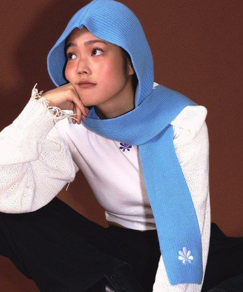 FLASH 니트 후드 바라클라바 스카이블루