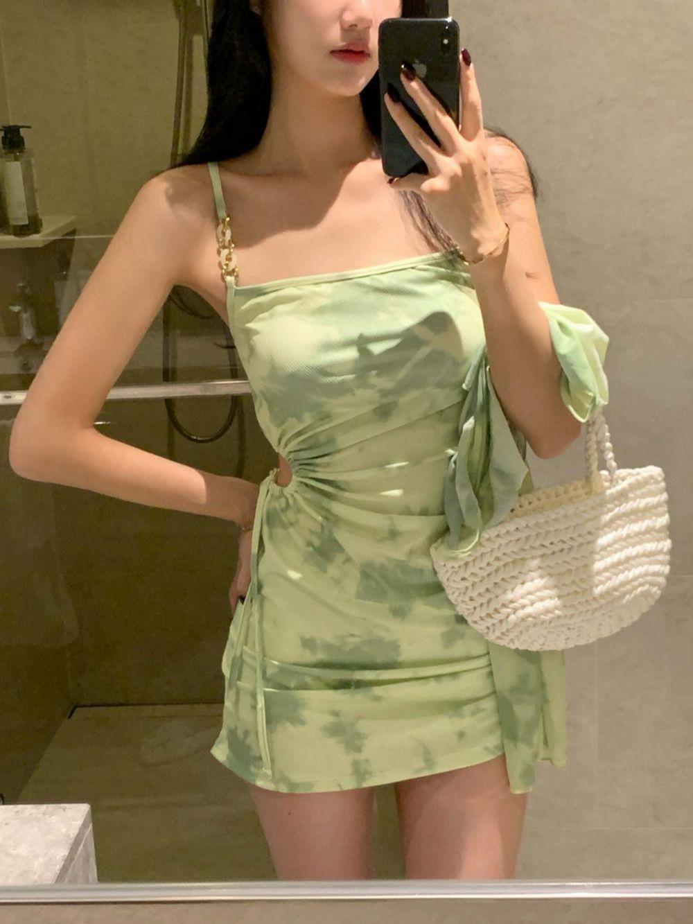 [가디건set/당일배송]포쉬 체인스트랩 원피스 모노키니 (1 color)